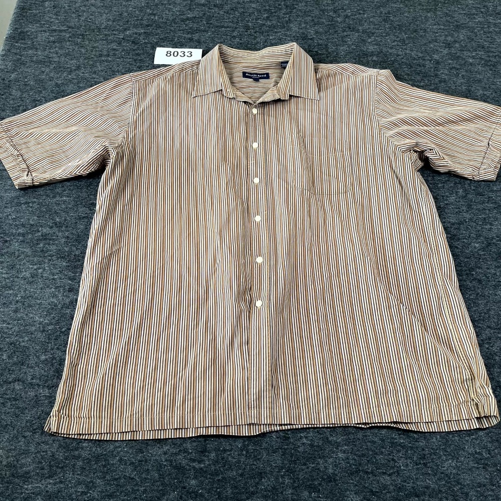 Austin Reed Shirt Mens XL Multicolor Striped Cotton Collared Button Up Casual